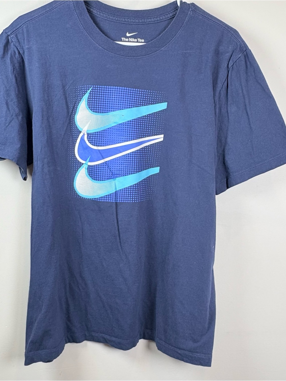 Nike Navy Short-Sleeve Tee with Aqua & Light Blue Swooshes